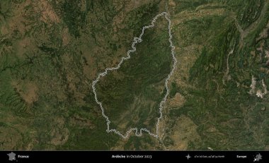 Ardeche. Copernicus Sentinel 'in Ekim 2023' te çekilen uydu görüntüsünde Fransa 'nın idari bölgesinin ana hatları belirlendi.
