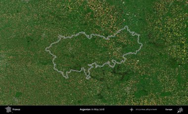 Arjantinli. Mayıs 2018 'de çekilen Copernicus Sentinel karolarından oluşan bir uydu görüntüsünde Fransa' nın idari bölgesinin ana hatlarını çizdim.