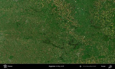 Arjantinli. Copernicus Sentinel 'in Mayıs 2018' de çekilmiş uydu görüntüsü üzerine Fransa 'nın idari bölgesi.
