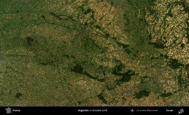 Arjantinli. Copernicus Sentinel 'in Ekim 2018' de çekilmiş uydu görüntüsü üzerine Fransa 'nın idari bölgesi.