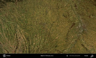 Aahhh. Copernicus Sentinel 'in Şubat 2022' de çekilmiş uydu görüntüsü üzerine Fransa 'nın idari bölgesi.