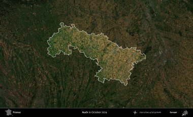 Aahhh. Fransa 'nın idari alanı, Ekim 2024' te çekilen Kopernik Nöbetçi karolarından oluşan koyu renkli bir uydu görüntüsü üzerinde vurgulandı ve özetlendi.