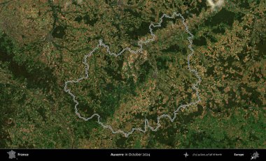 Auxerre. Copernicus Sentinel 'in Ekim 2024' te çekilen uydu görüntüsünde Fransa 'nın idari bölgesinin ana hatlarını çizdim.