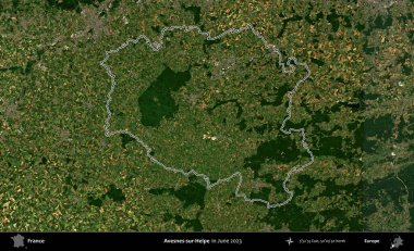 Avesnes-sur-Helpe. Haziran 2023 'te çekilen Copernicus Sentinel karolarından oluşan bir uydu görüntüsünde Fransa' nın idari bölgesinin ana hatları belirlendi.