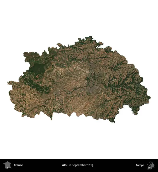 Albi. Fransa 'nın idari bölgesi, Eylül 2023' te çekilen Kopernik Nöbetçi karolarından oluşan bir uydu görüntüsü üzerinde beyaza izole edildi.