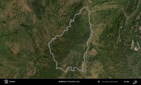 Ardeche. Copernicus Sentinel 'in Ekim 2023' te çekilen uydu görüntüsünde Fransa 'nın idari bölgesinin ana hatları belirlendi.