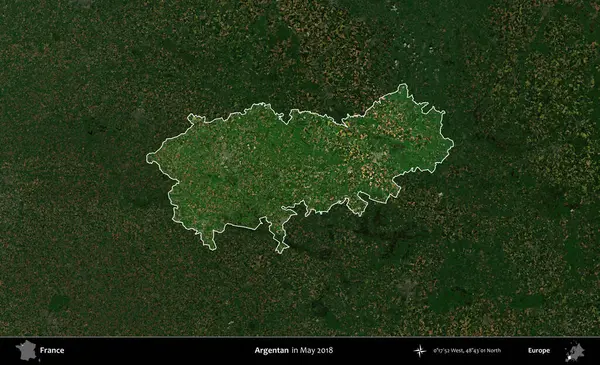 Arjantinli. Fransa 'nın idari alanı, Mayıs 2018' de çekilen Kopernik Nöbetçi karolarından oluşan koyu renkli bir uydu görüntüsü üzerinde vurgulandı ve özetlendi.