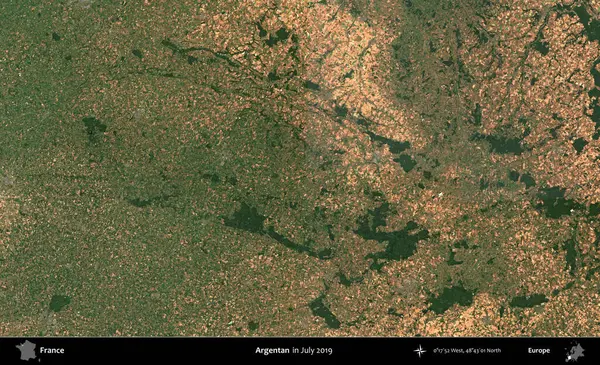Arjantinli. Copernicus Sentinel 'in Temmuz 2019' da çekilmiş uydu görüntüsü üzerine Fransa 'nın idari bölgesi.