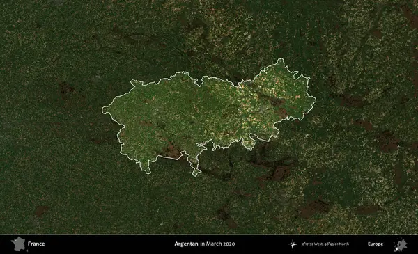 Arjantinli. Fransa 'nın idari alanı, Mart 2020' de çekilen Kopernik Nöbetçi karolarından oluşan koyu renkli bir uydu görüntüsü üzerinde vurgulandı ve özetlendi.