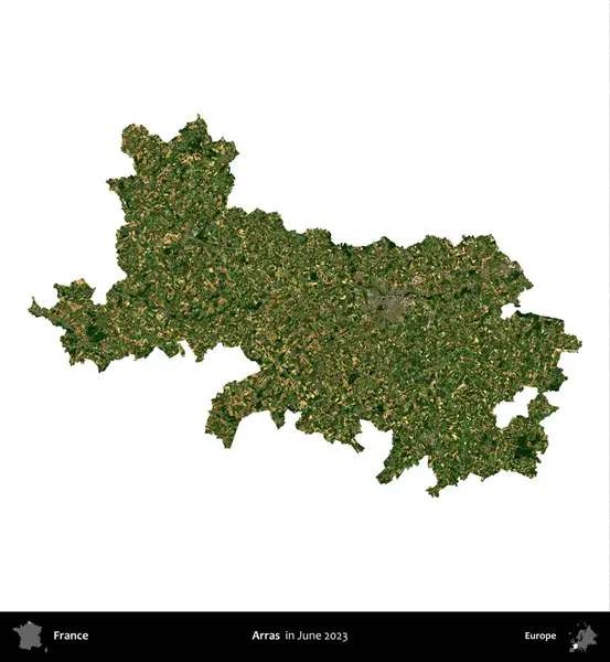Arras. Fransa 'nın idari bölgesi, Haziran 2023' te çekilen Kopernik Nöbetçi karolarından oluşan bir uydu görüntüsüyle beyaza izole edildi.
