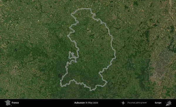 Aubusson. Mayıs 2020 'de çekilen Copernicus Sentinel karolarından oluşan bir uydu görüntüsünde Fransa' nın idari bölgesinin ana hatları belirlendi.