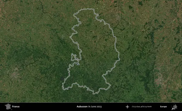 Aubusson. Haziran 2023 'te çekilen Copernicus Sentinel karolarından oluşan bir uydu görüntüsünde Fransa' nın idari bölgesinin ana hatları belirlendi.