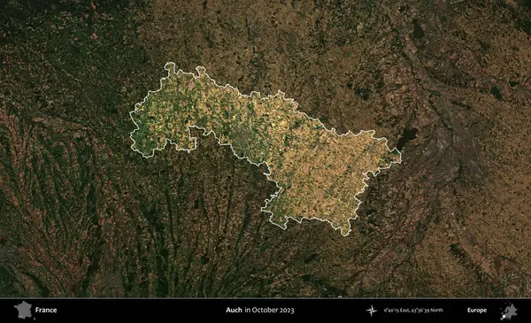 Aahhh. Fransa 'nın idari alanı, Ekim 2023' te çekilen Kopernik Nöbetçi karolarından oluşan koyu renkli bir uydu görüntüsü üzerinde vurgulandı ve özetlendi.