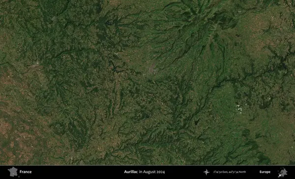 Aurillac. Copernicus Sentinel 'in Ağustos 2024' te çekilmiş uydu görüntüsü üzerine Fransa 'nın idari bölgesi.