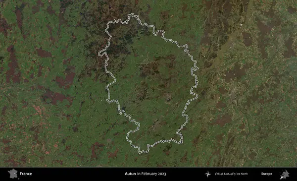 Autun. Copernicus Sentinel 'in Şubat 2023' te çekilen uydu görüntüsünde Fransa 'nın idari bölgesinin ana hatları belirlendi.