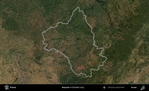 Aveyron. Copernicus Sentinel 'in Ekim 2023' te çekilen uydu görüntüsünde Fransa 'nın idari bölgesinin ana hatları belirlendi.