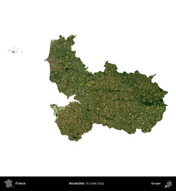 Çığ. Fransa 'nın idari bölgesi, Haziran 2022' de çekilen Kopernik Nöbetçi karolarından oluşan bir uydu görüntüsüyle beyaza izole edildi.