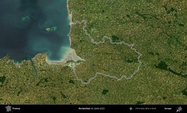 Çığ. Haziran 2022 'de çekilen Copernicus Sentinel karolarından oluşan bir uydu görüntüsünde Fransa' nın idari bölgesinin ana hatları belirlendi.