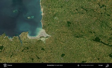 Çığ. Copernicus Sentinel 'in Haziran 2022' de çekilmiş uydu görüntüsü üzerine Fransa 'nın idari bölgesi.