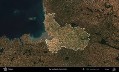Çığ. Fransa 'nın idari alanı, Ağustos 2022' de çekilen Kopernik Sentinel karolarından oluşan koyu renkli bir uydu görüntüsü üzerinde vurgulandı ve özetlendi.
