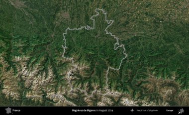 Bagneres-de-Bigorre. Copernicus Sentinel 'in Ağustos 2024' te çekilen uydu görüntüsünde Fransa 'nın idari bölgesinin ana hatları belirlendi.