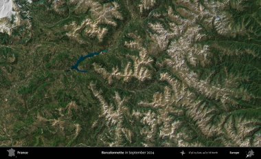 Barcelonnette. Copernicus Sentinel 'in Eylül 2024' te çekilmiş uydu görüntüsü üzerine Fransa 'nın idari bölgesi.