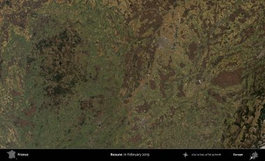 Beaune. Copernicus Sentinel 'in Şubat 2019' da çekilmiş uydu görüntüsü üzerine Fransa 'nın idari bölgesi