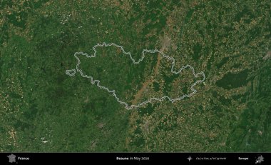 Beaune. Mayıs 2020 'de çekilen Copernicus Sentinel karolarından oluşan bir uydu görüntüsünde Fransa' nın idari bölgesinin ana hatları belirlendi.