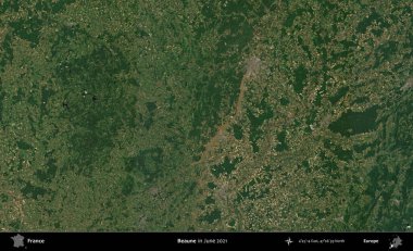 Beaune. Copernicus Sentinel 'in Haziran 2021' de çekilmiş uydu görüntüsü üzerine Fransa 'nın idari bölgesi.