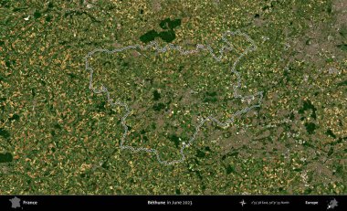 Bethune. Haziran 2023 'te çekilen Copernicus Sentinel karolarından oluşan bir uydu görüntüsünde Fransa' nın idari bölgesinin ana hatları belirlendi.