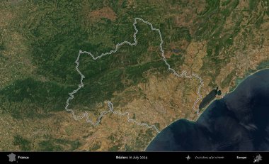 Beziers. Copernicus Sentinel 'in Temmuz 2024' te çekilen uydu görüntüsünde Fransa 'nın idari bölgesinin ana hatları belirlendi.