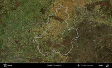 Blois. Copernicus Sentinel 'in Şubat 2023' te çekilen uydu görüntüsünde Fransa 'nın idari bölgesinin ana hatları belirlendi.