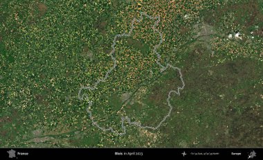 Blois. Nisan 2023 'te çekilen Copernicus Sentinel karolarından oluşan bir uydu görüntüsünde Fransa' nın idari bölgesinin ana hatları belirlendi.
