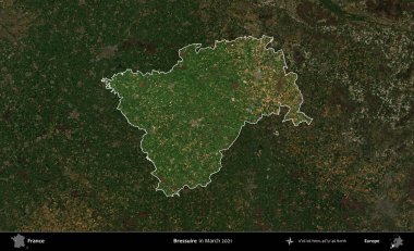 Bressuire. Fransa 'nın idari alanı, Mart 2021' de çekilen Kopernik Sentinel karolarından oluşan koyu renkli bir uydu görüntüsü üzerinde vurgulandı ve özetlendi.