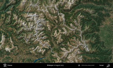 Briancon. Copernicus Sentinel 'in Ağustos 2023' te çekilen uydu görüntüsünde Fransa 'nın idari bölgesinin ana hatları belirlendi.