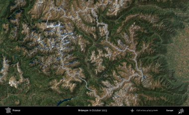 Briancon. Copernicus Sentinel 'in Ekim 2023' te çekilen uydu görüntüsünde Fransa 'nın idari bölgesinin ana hatları belirlendi.