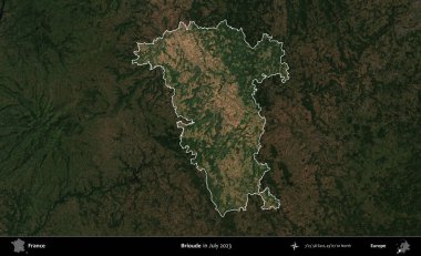 Gelin hanım. Fransa 'nın idari alanı, Temmuz 2023' te çekilen Kopernik Nöbetçi karolarından oluşan koyu renkli bir uydu görüntüsüyle vurgulandı ve özetlendi.