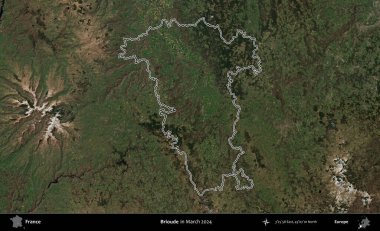 Gelin hanım. Mart 2024 'te çekilen Copernicus Sentinel karolarından oluşan bir uydu görüntüsünde Fransa' nın idari bölgesinin ana hatlarını çizdim.