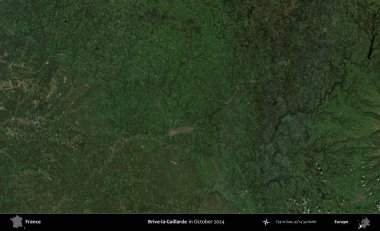 Brive-la-Gaillarde. Copernicus Sentinel 'in Ekim 2024' te çekilmiş uydu görüntüsü üzerine Fransa 'nın idari bölgesi.