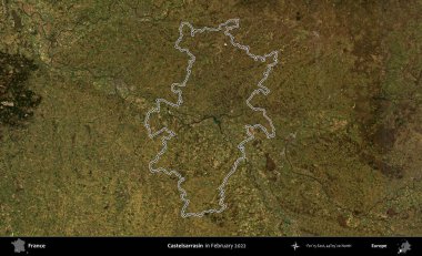 Castelsarrasin. Copernicus Sentinel 'in Şubat 2022' de çekilen uydu görüntüsünde Fransa 'nın idari bölgesinin ana hatları belirlendi.