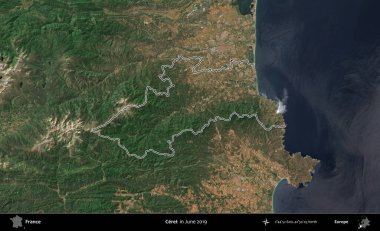 Çerçeve. Copernicus Sentinel 'in Haziran 2019' da çekilen uydu görüntüsünde Fransa 'nın idari bölgesinin ana hatları belirlendi.