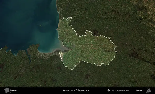 Çığ. Fransa 'nın idari alanı, Şubat 2019' da çekilen Kopernik Sentinel karolarından oluşan koyu renkli bir uydu görüntüsü üzerinde vurgulandı ve özetlendi.