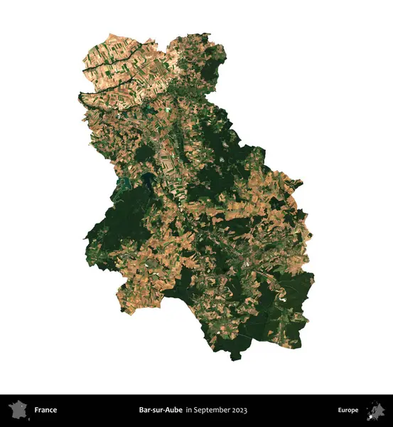 Bar-sur-Aube. Fransa 'nın idari bölgesi, Eylül 2023' te çekilen Kopernik Nöbetçi karolarından oluşan bir uydu görüntüsü üzerinde beyaza izole edildi.