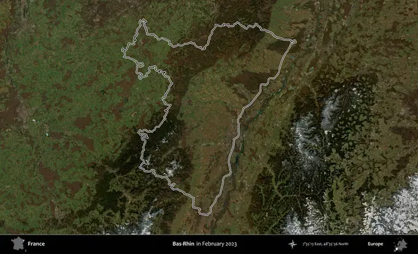 Bas-Rhin. Copernicus Sentinel 'in Şubat 2023' te çekilen uydu görüntüsünde Fransa 'nın idari bölgesinin ana hatları belirlendi.