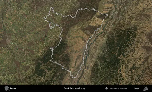 Bas-Rhin. Mart 2023 'te çekilen Copernicus Sentinel karolarından oluşan bir uydu görüntüsünde Fransa' nın idari bölgesinin ana hatları belirlendi.