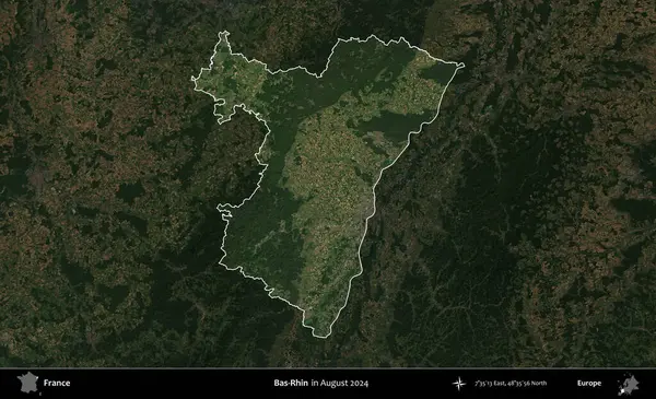 Bas-Rhin. Fransa 'nın idari alanı, Ağustos 2024' te çekilen Kopernik Sentinel karolarından oluşan koyu renkli bir uydu görüntüsü üzerinde vurgulandı ve özetlendi.