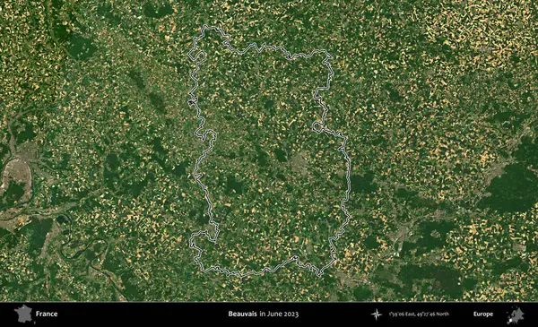 Beauvais. Haziran 2023 'te çekilen Copernicus Sentinel karolarından oluşan bir uydu görüntüsünde Fransa' nın idari bölgesinin ana hatları belirlendi.