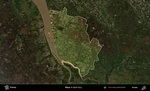Blaye. Fransa 'nın idari alanı, Nisan 2023' te çekilen Kopernik Nöbetçi karolarından oluşan koyu renkli bir uydu görüntüsü üzerinde vurgulandı ve özetlendi.