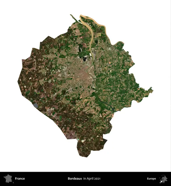 Bordo şarabı. Fransa 'nın idari bölgesi, Nisan 2021' de çekilen Kopernik Nöbetçi karolarından oluşan bir uydu görüntüsü ile beyaza izole edildi.
