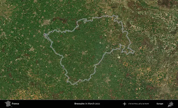 Bressuire. Mart 2022 'de çekilen Copernicus Sentinel karolarından oluşan bir uydu görüntüsünde Fransa' nın idari bölgesinin ana hatları belirlendi.